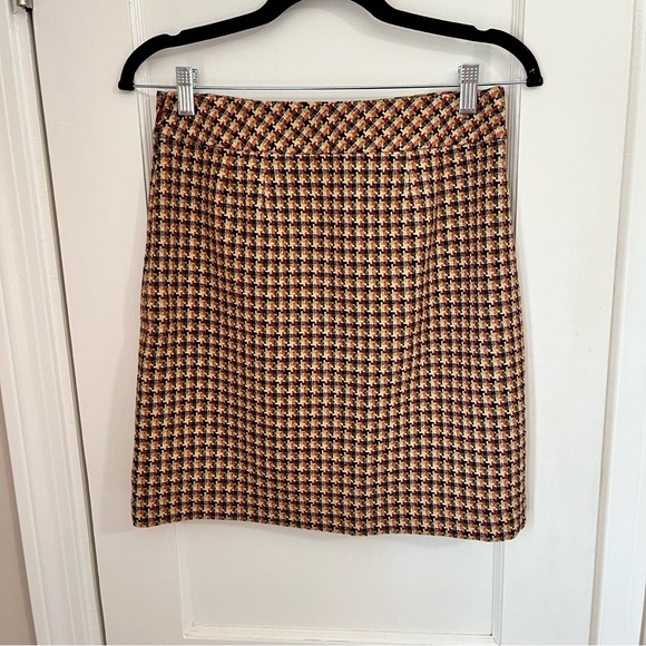LOFT Brown and White A-Line Mini Skirt Casual - Picture 2 of 6